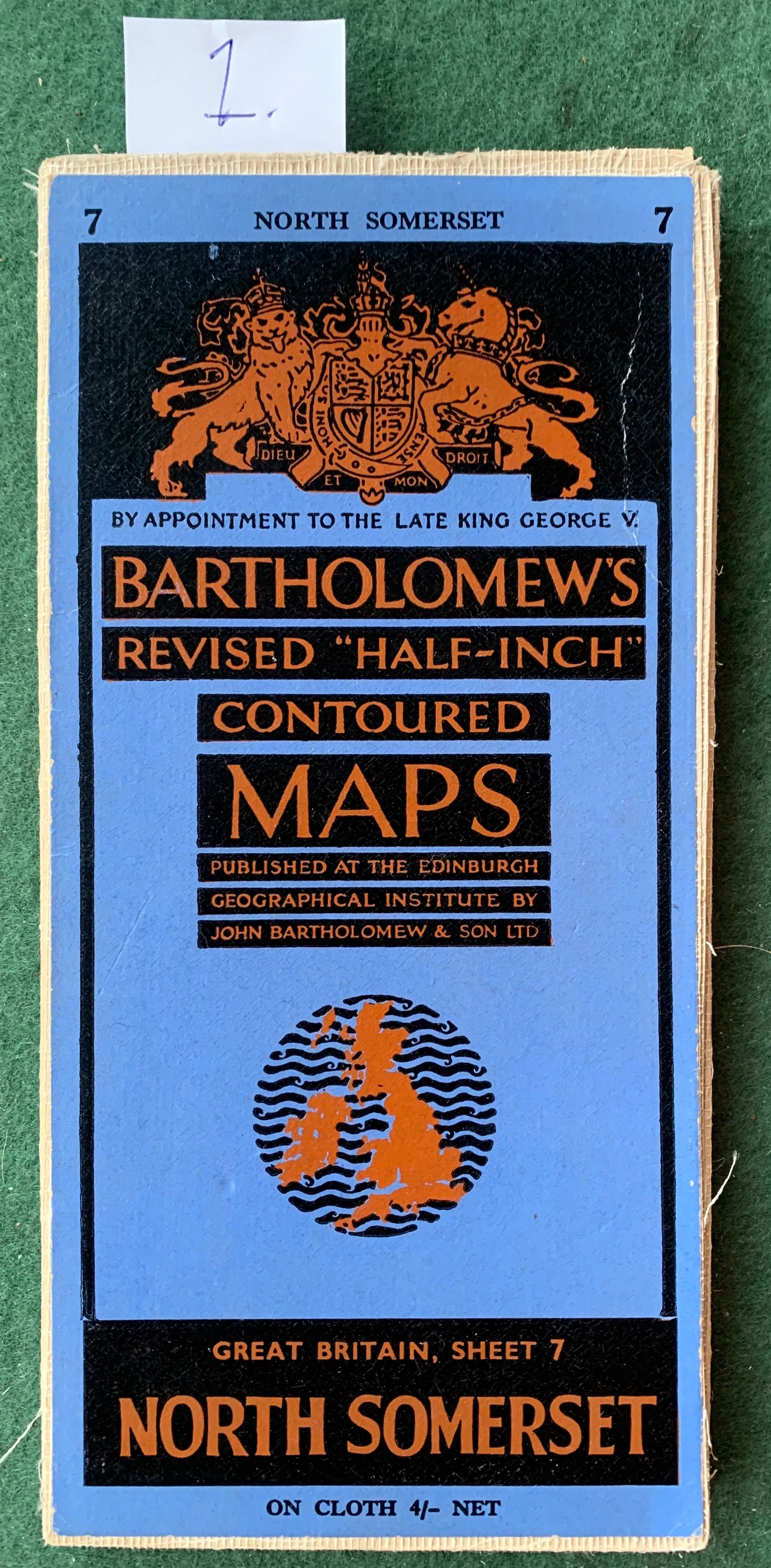 1940s, 50s Maps of North Somerset Sheet 7. Incl. Bristol, Cardiff, Devizes