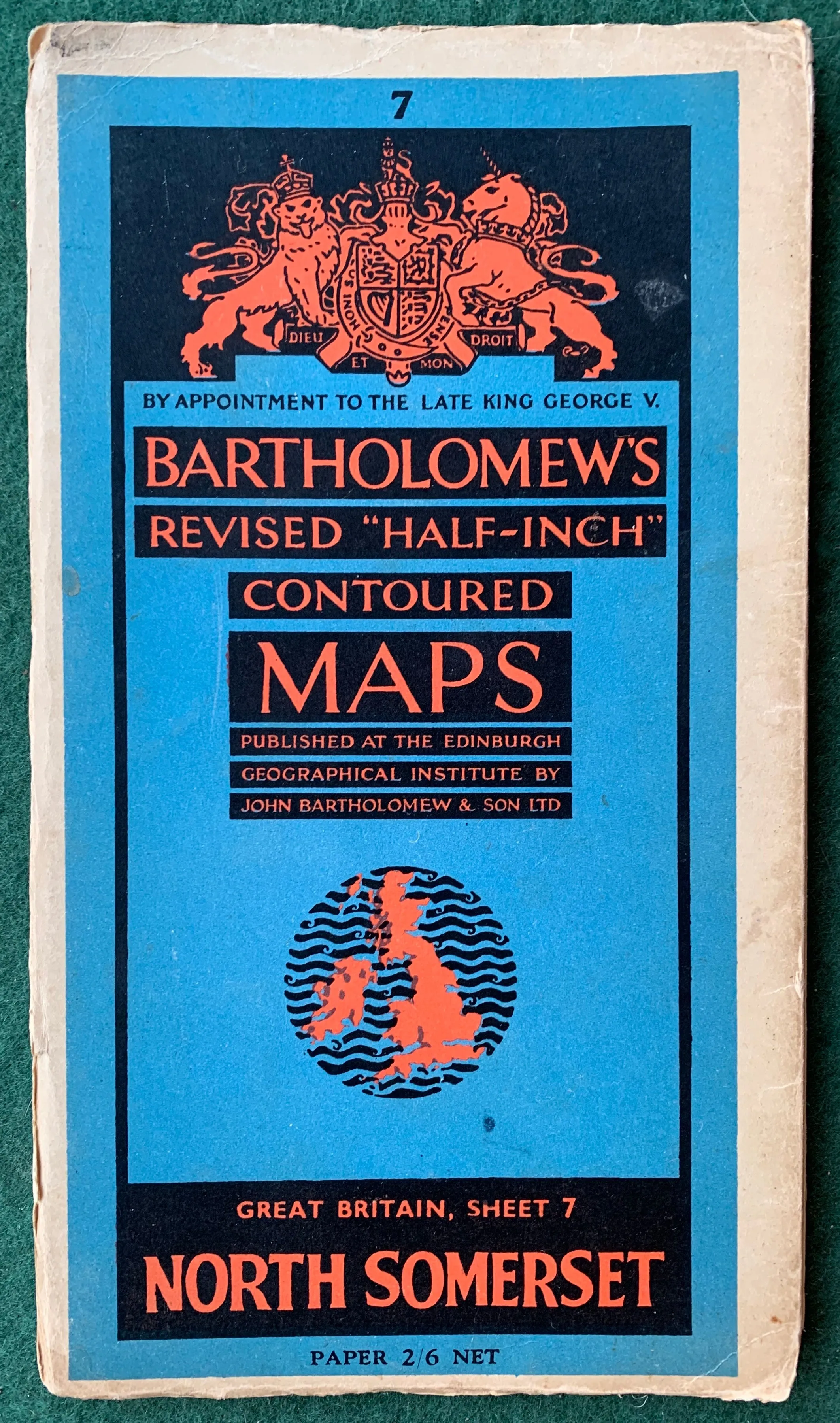 1940s, 50s Maps of North Somerset Sheet 7. Incl. Bristol, Cardiff, Devizes