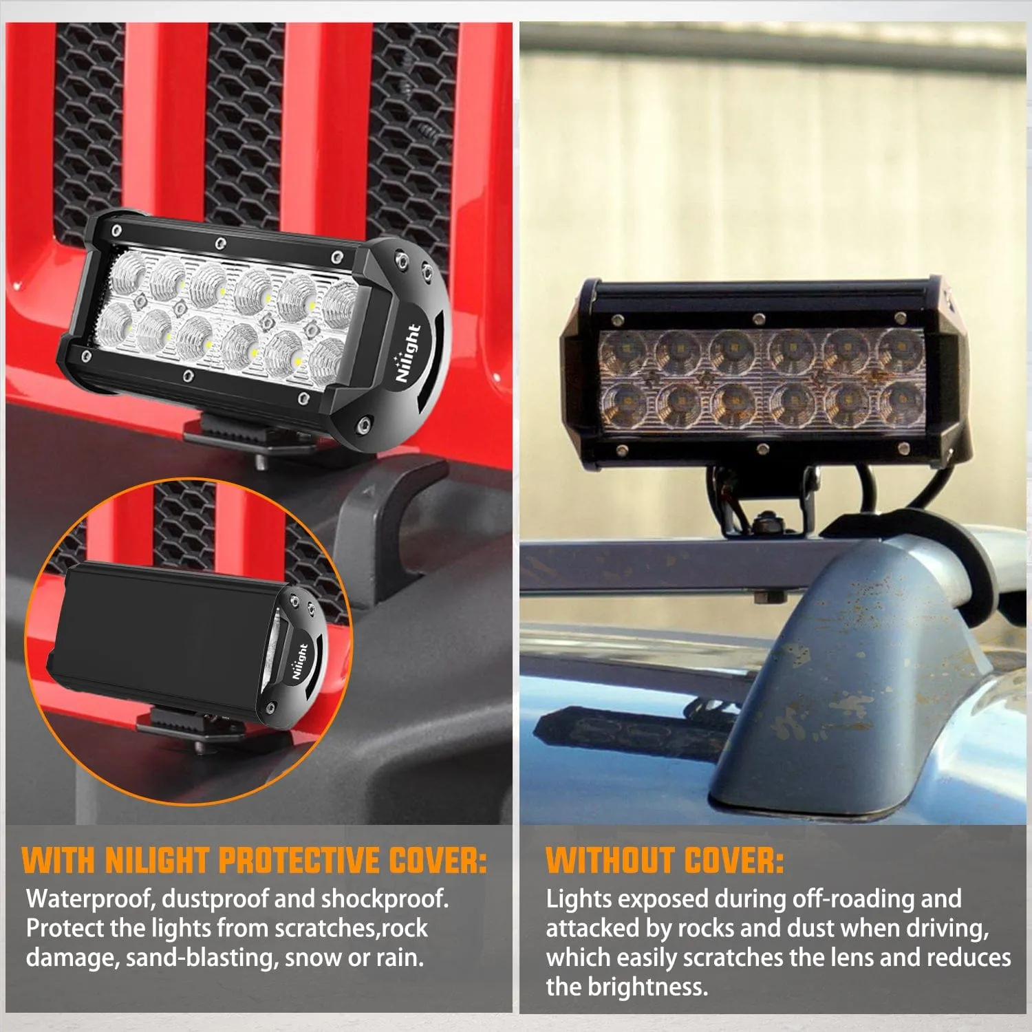 2Pcs 6.5 inch Black Light Bar Cover