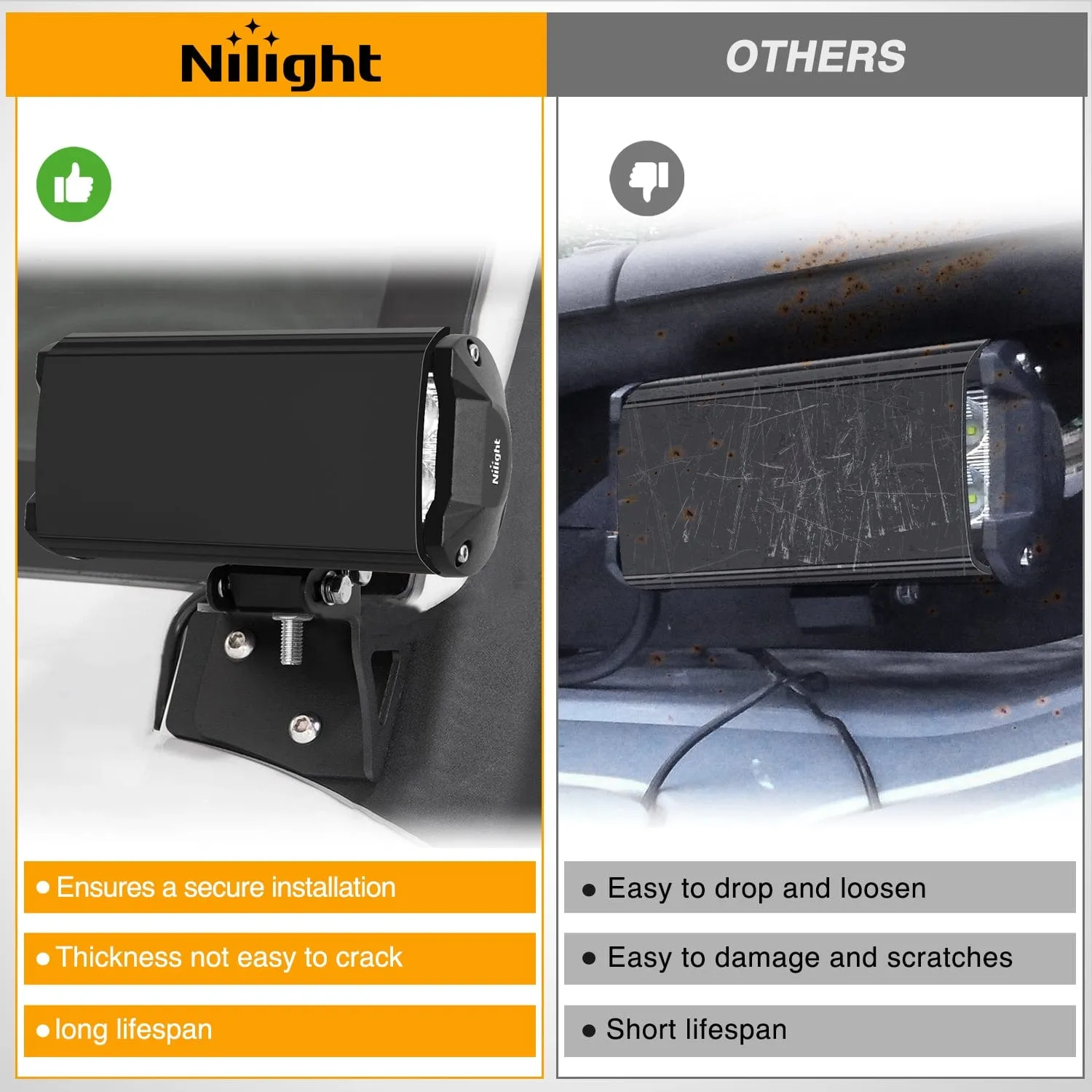 2Pcs 6.5 inch Black Light Bar Cover