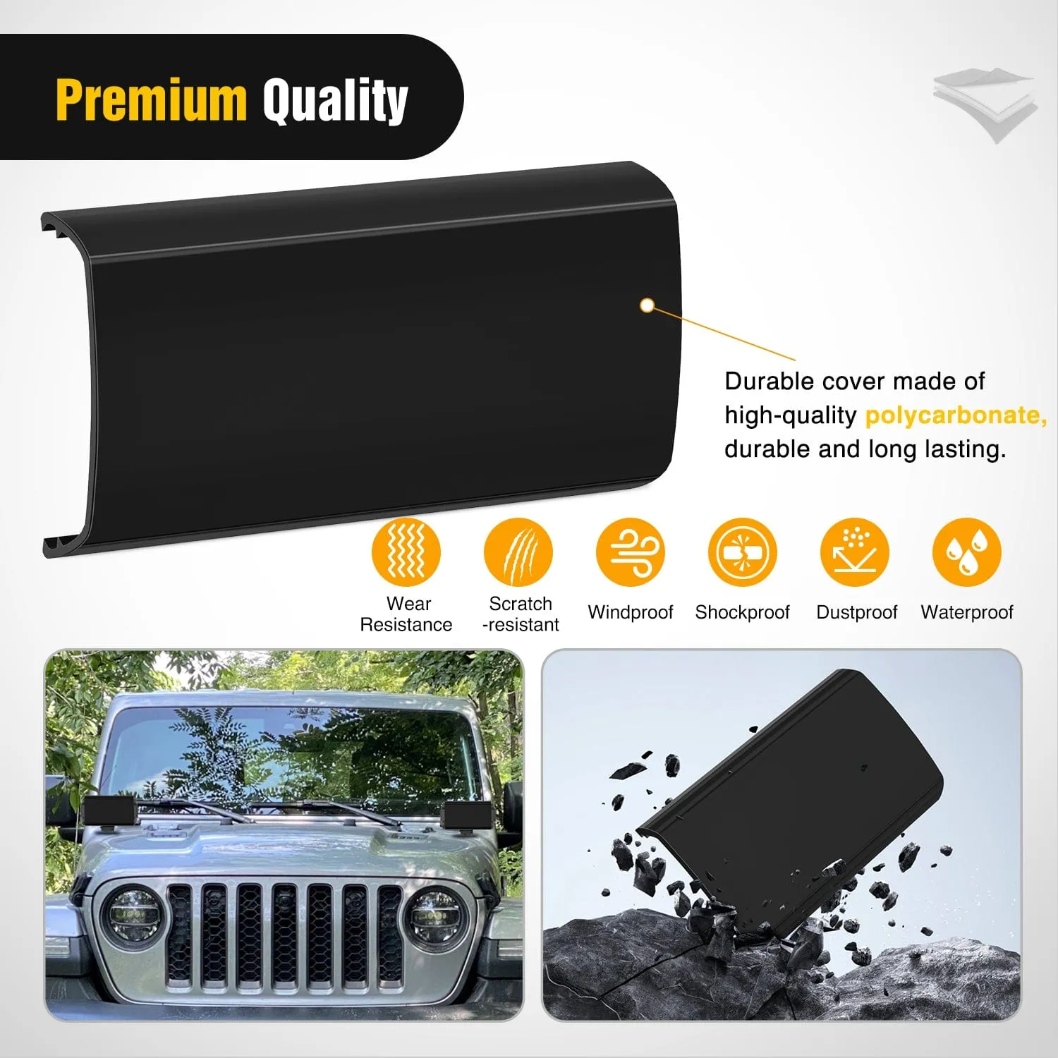 2Pcs 6.5 inch Black Light Bar Cover