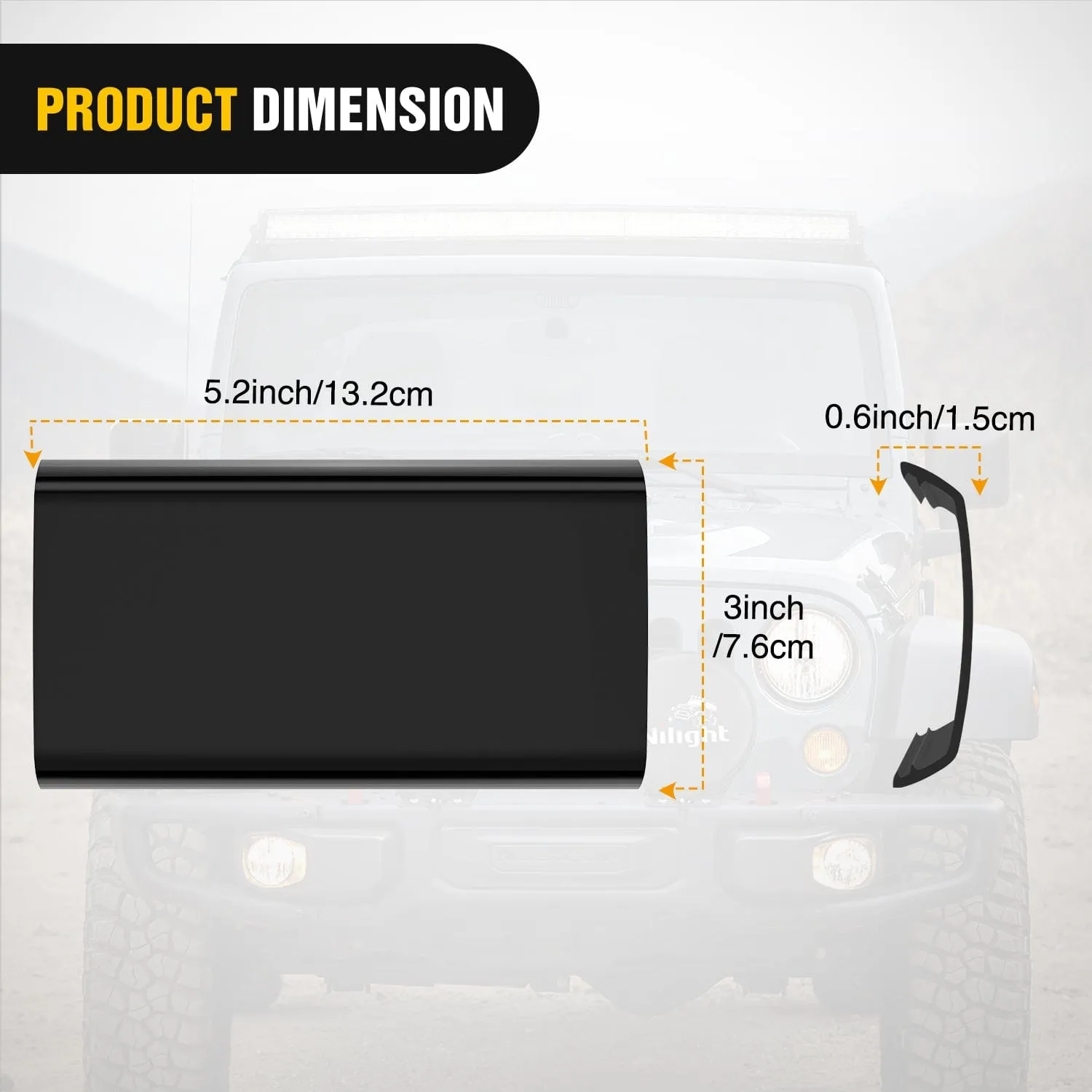 2Pcs 6.5 inch Black Light Bar Cover