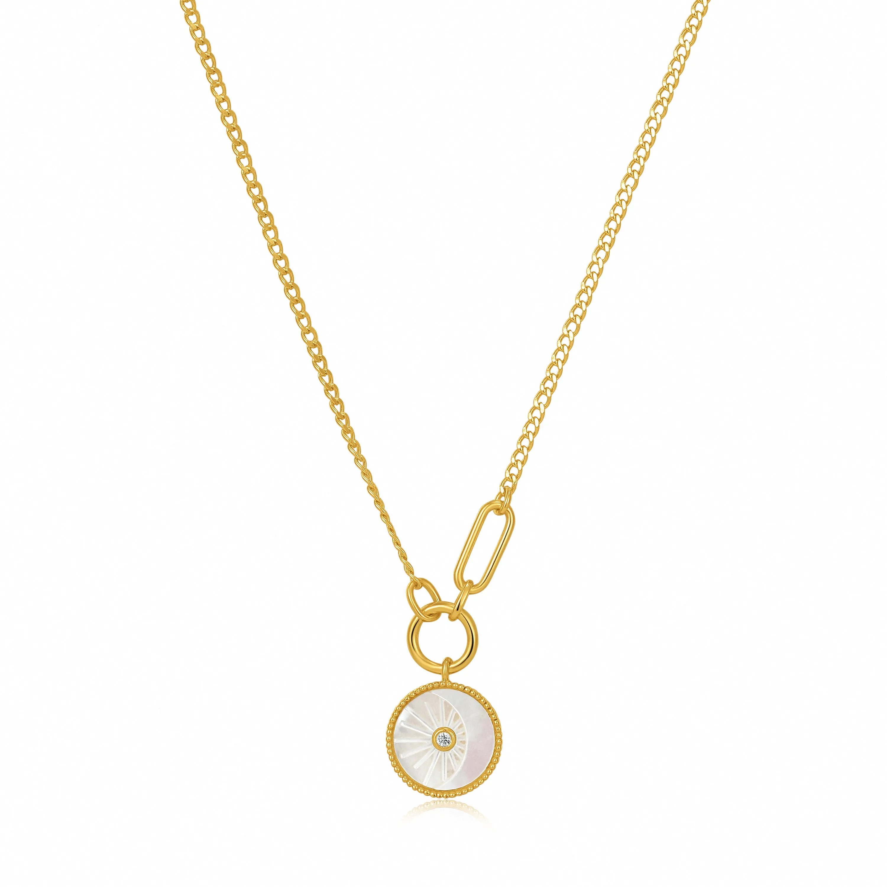 Ania Haie Gold Plated Sterling Silver Wild Soul Compas Emblem Figaro Chain