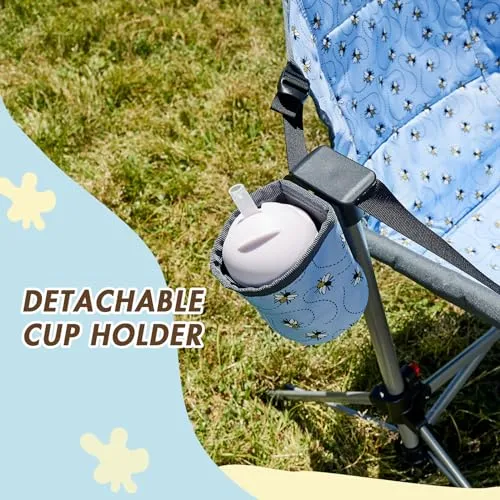 Busy Bee Folding Kids Stand, Child Camping Gear Hammock Swing Chair with Cup Holder & Carrying Bag for Outdoor, Lawn, Hiking, Indoor, Supports 125 LBS, Blue