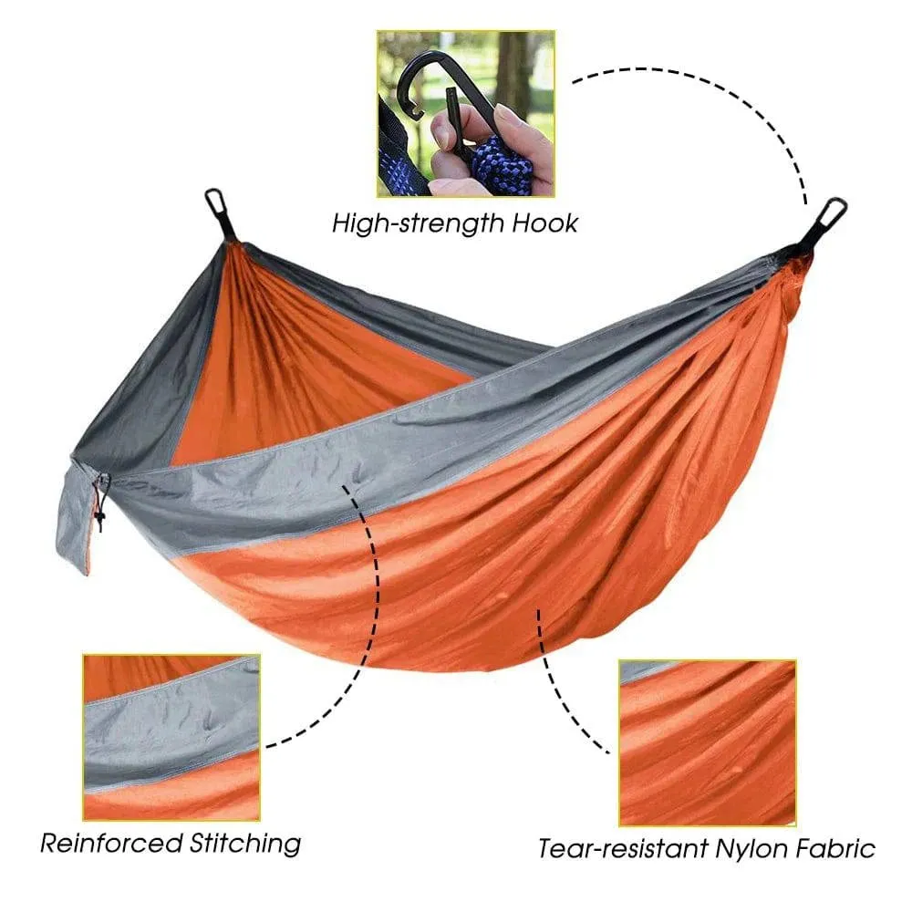 Camping Double Hammock for 2 Persons Portable Outdoor Extended Hammock for Hiking Backpacking Traveling Backyard 8.8' x 4.6'