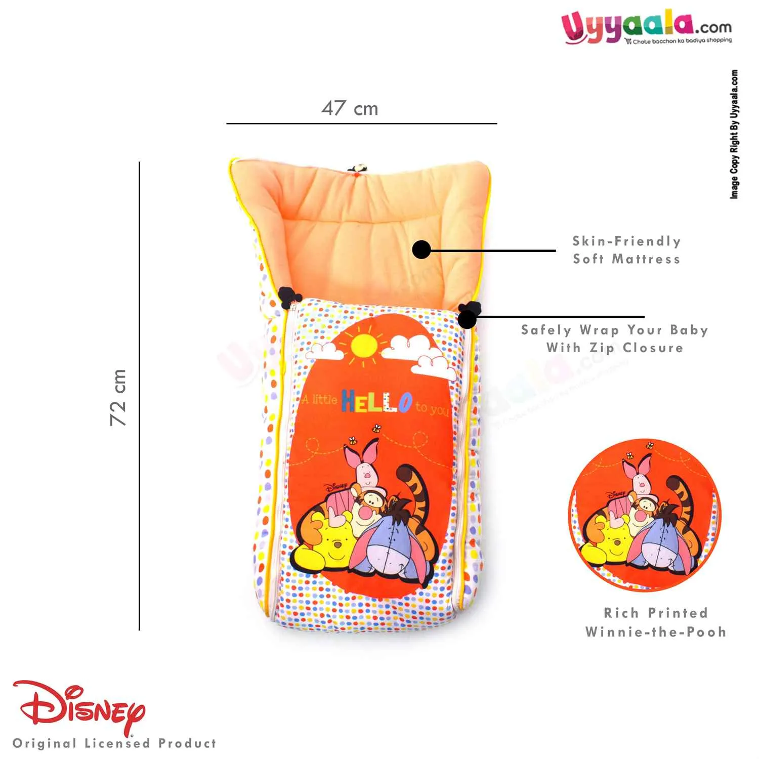 DISNEY Baby Carry Nest (Sleeping Bag) Cotton Animals Print 0 m Age, Orange