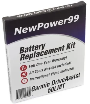Garmin DriveAssist 50LMT Battery Replacement Kit with Tools, Video Instructions and Extended Life Battery