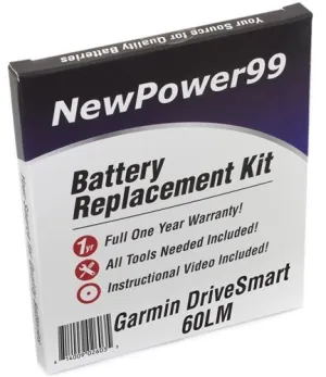 Garmin DriveSmart 60LM Battery Replacement Kit with Tools, Video Instructions and Extended Life Battery