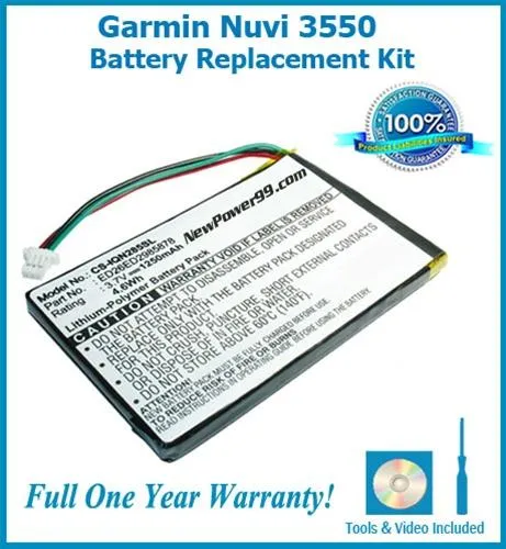 Garmin Nuvi 3550 Battery Replacement Kit with Tools, Video Instructions and Extended Life Battery