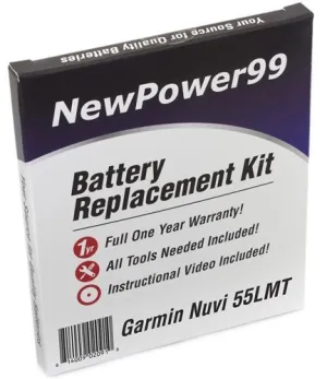Garmin Nuvi 55LMT Battery Replacement Kit with Tools, Video Instructions and Extended Life Battery