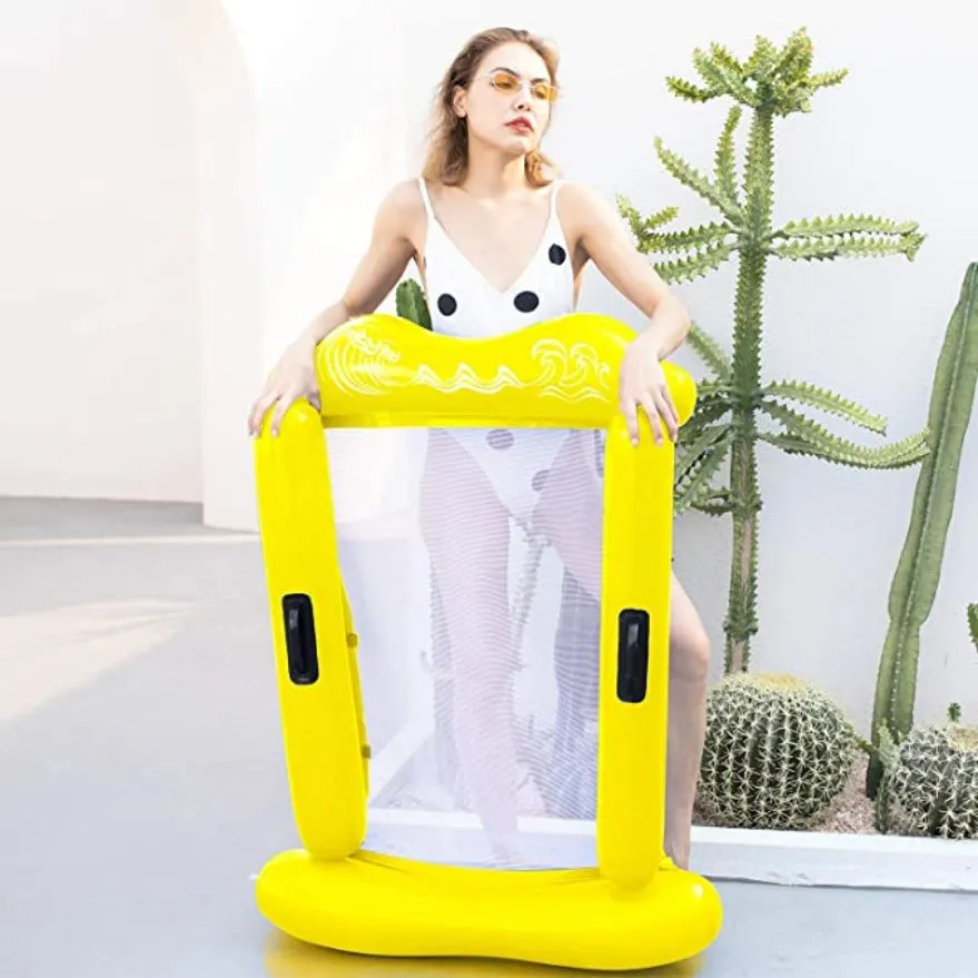 Iconix Extra Large Inflatable Pool Float Hammock with Removable Sides - Yellow