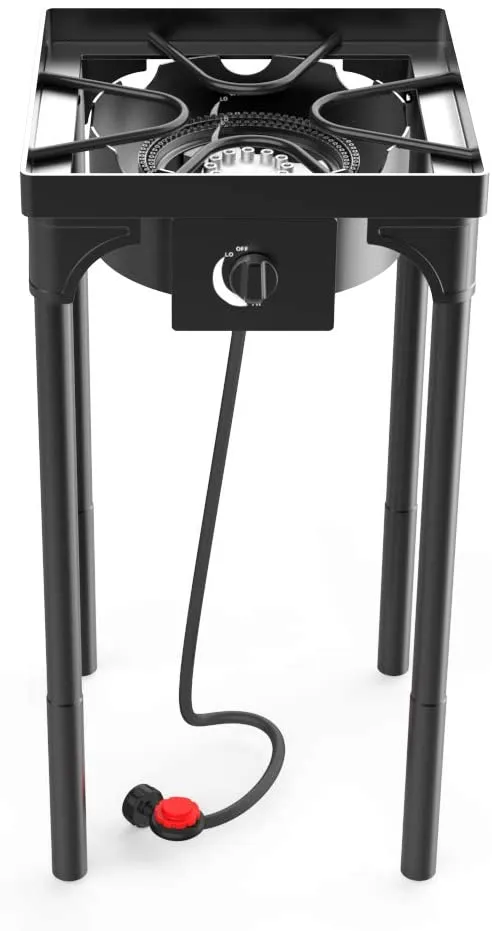 Kapas Outdoor & Indoor Portable Propane Stove, Single & Double Burners with Gas Premium Hose, Detachable Legs for Backyard Kitchen, Camping Grill, Hiking Cooking, Outdoor Recreation (DB01-Medium,1 Burner)