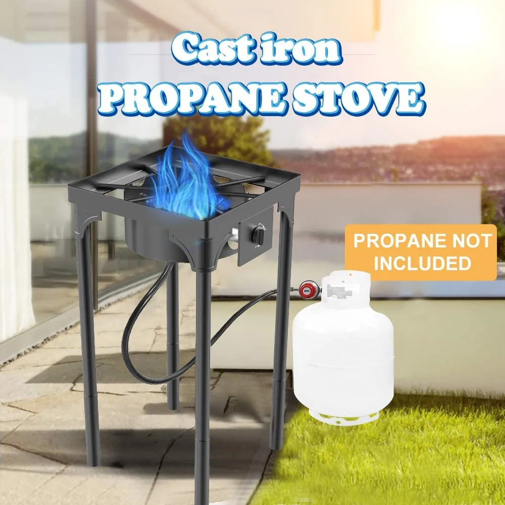 Kapas Outdoor & Indoor Portable Propane Stove, Single & Double Burners with Gas Premium Hose, Detachable Legs for Backyard Kitchen, Camping Grill, Hiking Cooking, Outdoor Recreation (DB01-Medium,1 Burner)