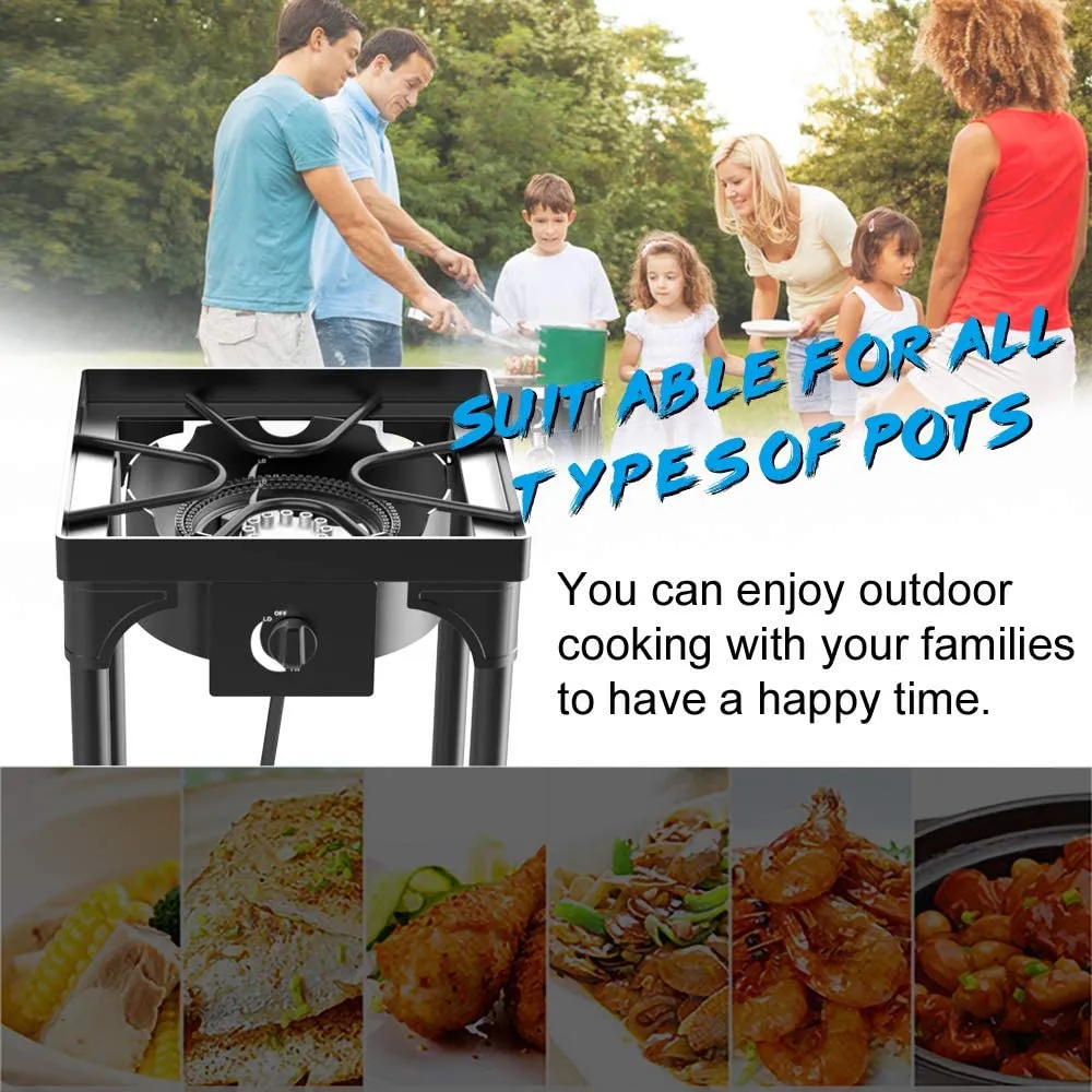 Kapas Outdoor & Indoor Portable Propane Stove, Single & Double Burners with Gas Premium Hose, Detachable Legs for Backyard Kitchen, Camping Grill, Hiking Cooking, Outdoor Recreation (DB01-Medium,1 Burner)