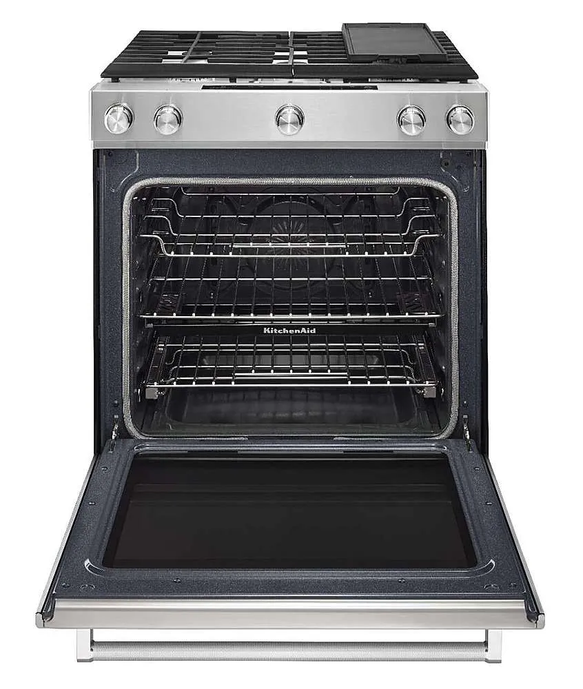 KitchenAid - KSDB900ESS 7.1 Cu. Ft. Self-Cleaning Slide-In Dual Fuel Convection Range - Stainless steel