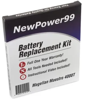 Magellan Maestro 4000T Battery Replacement Kit with Tools, Video Instructions and Extended Life Battery