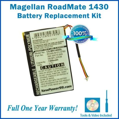 Magellan Roadmate 1430 Battery Replacement Kit with Tools, Video Instructions and Extended Life Battery