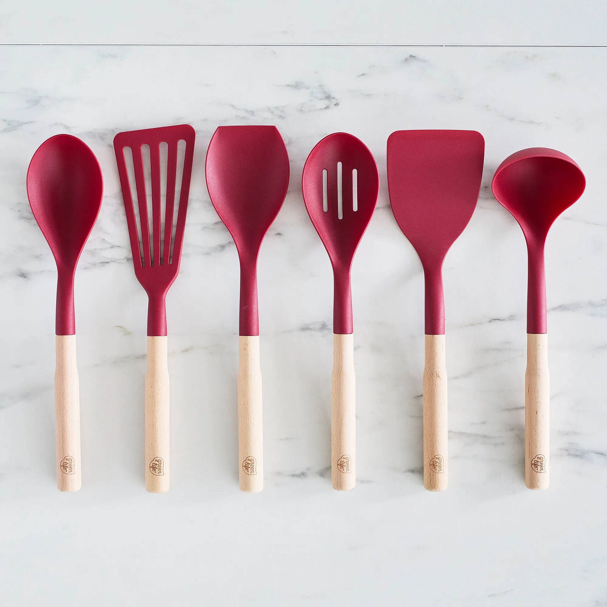 Nylon & Wood Cooking Utensils with Ceramic Crock, 7-Piece Set