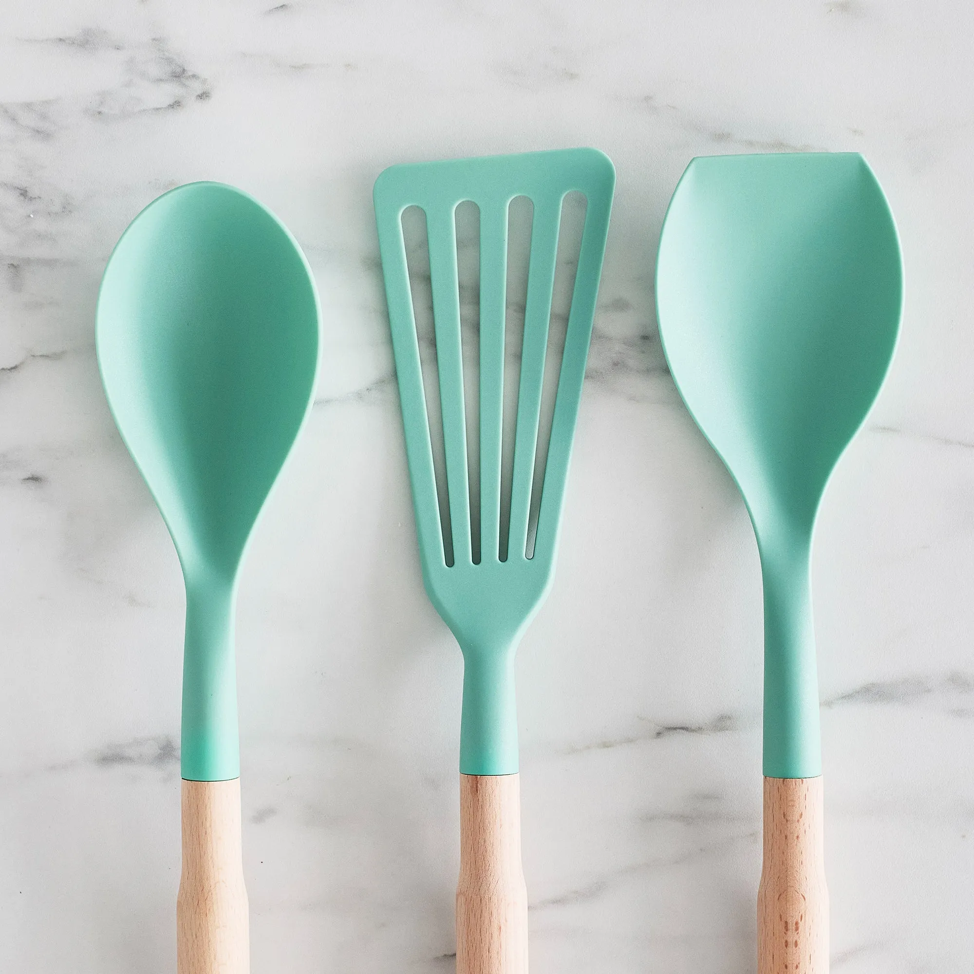 Nylon & Wood Cooking Utensils with Ceramic Crock, 7-Piece Set