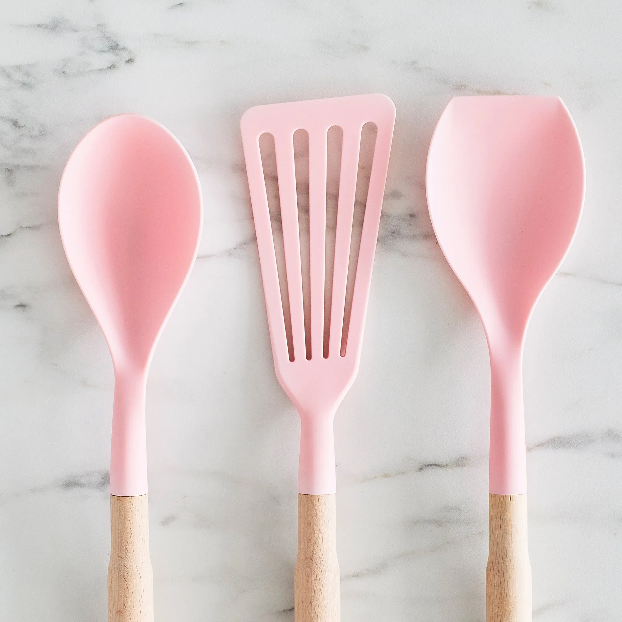 Nylon & Wood Cooking Utensils with Ceramic Crock, 7-Piece Set