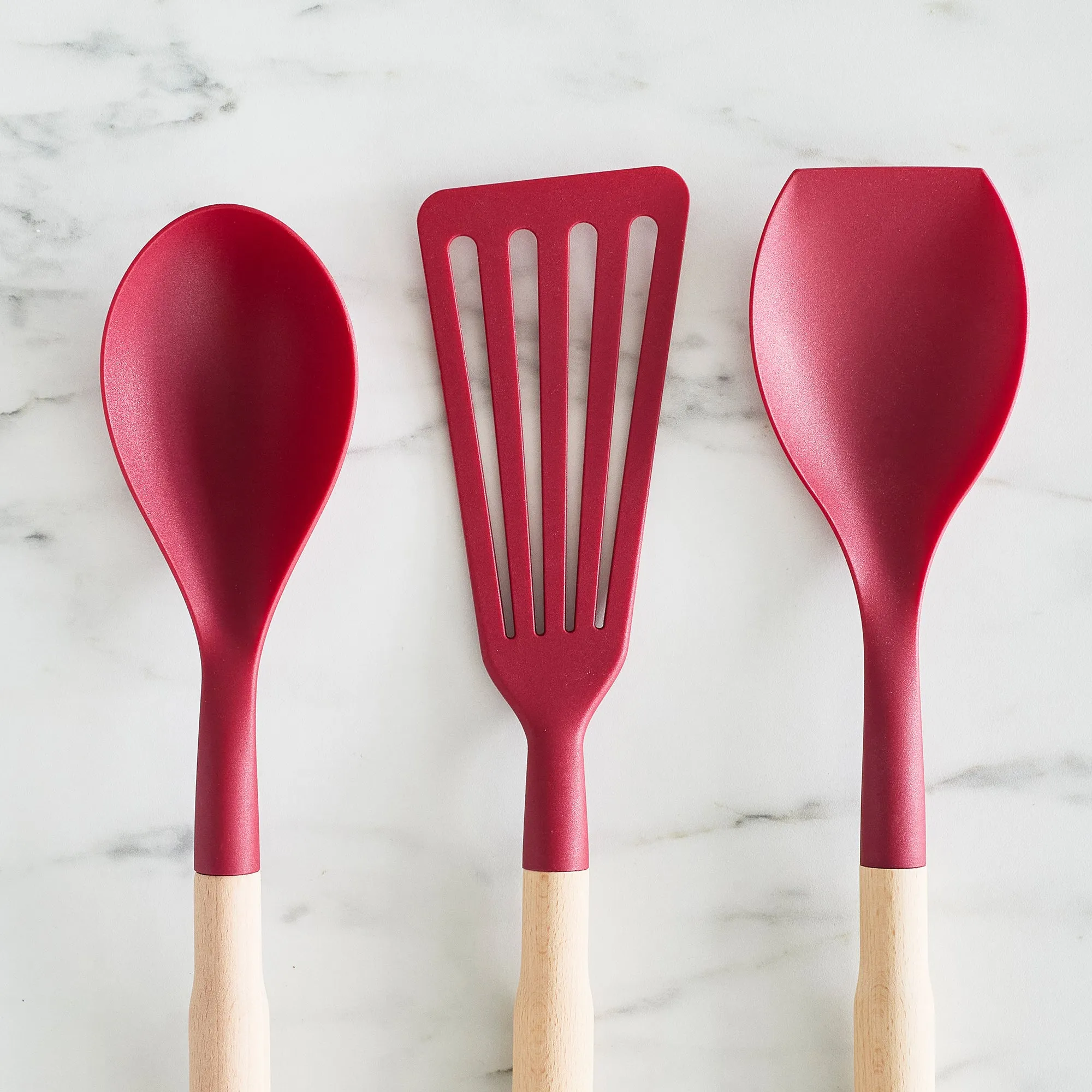 Nylon & Wood Cooking Utensils with Ceramic Crock, 7-Piece Set