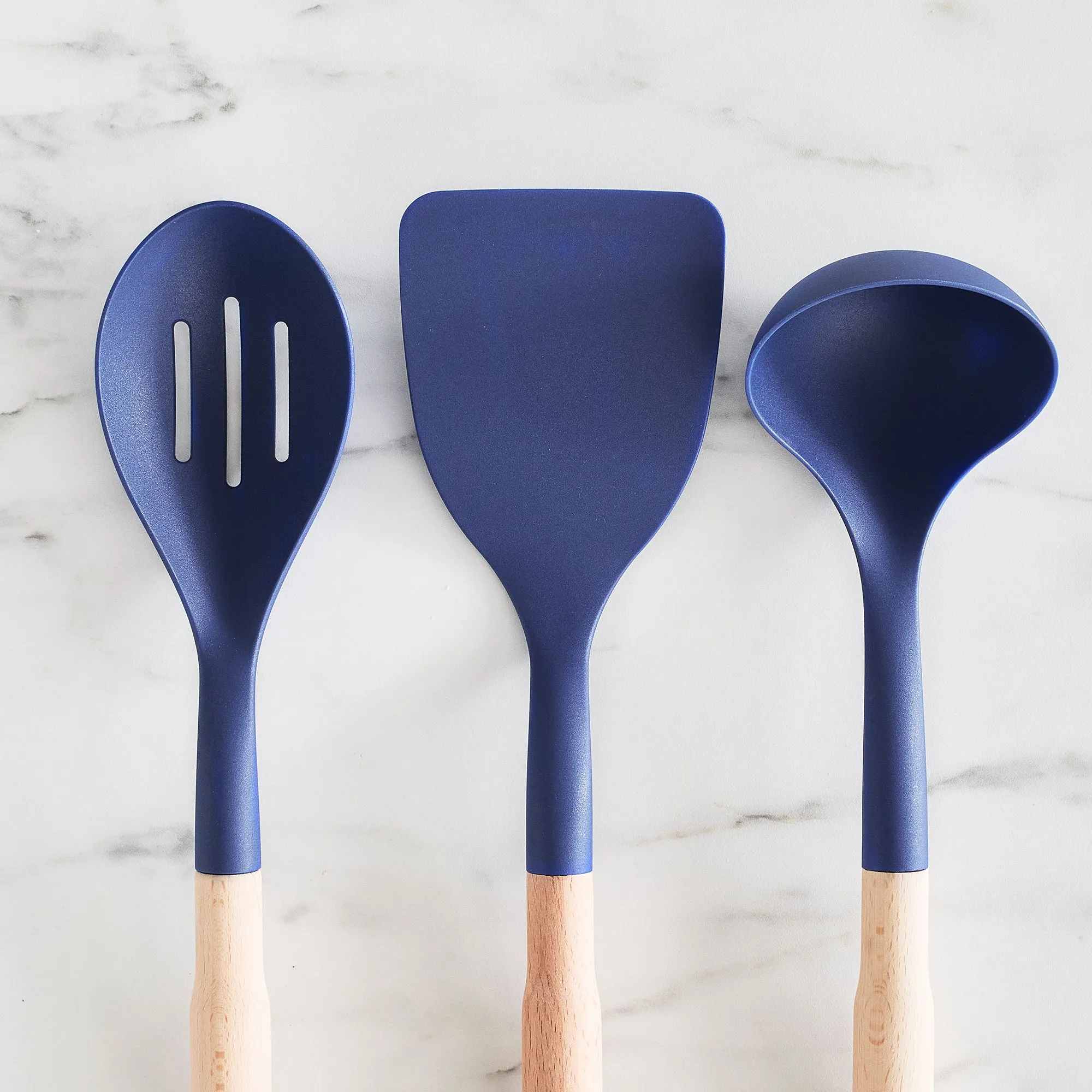 Nylon & Wood Cooking Utensils with Ceramic Crock, 7-Piece Set