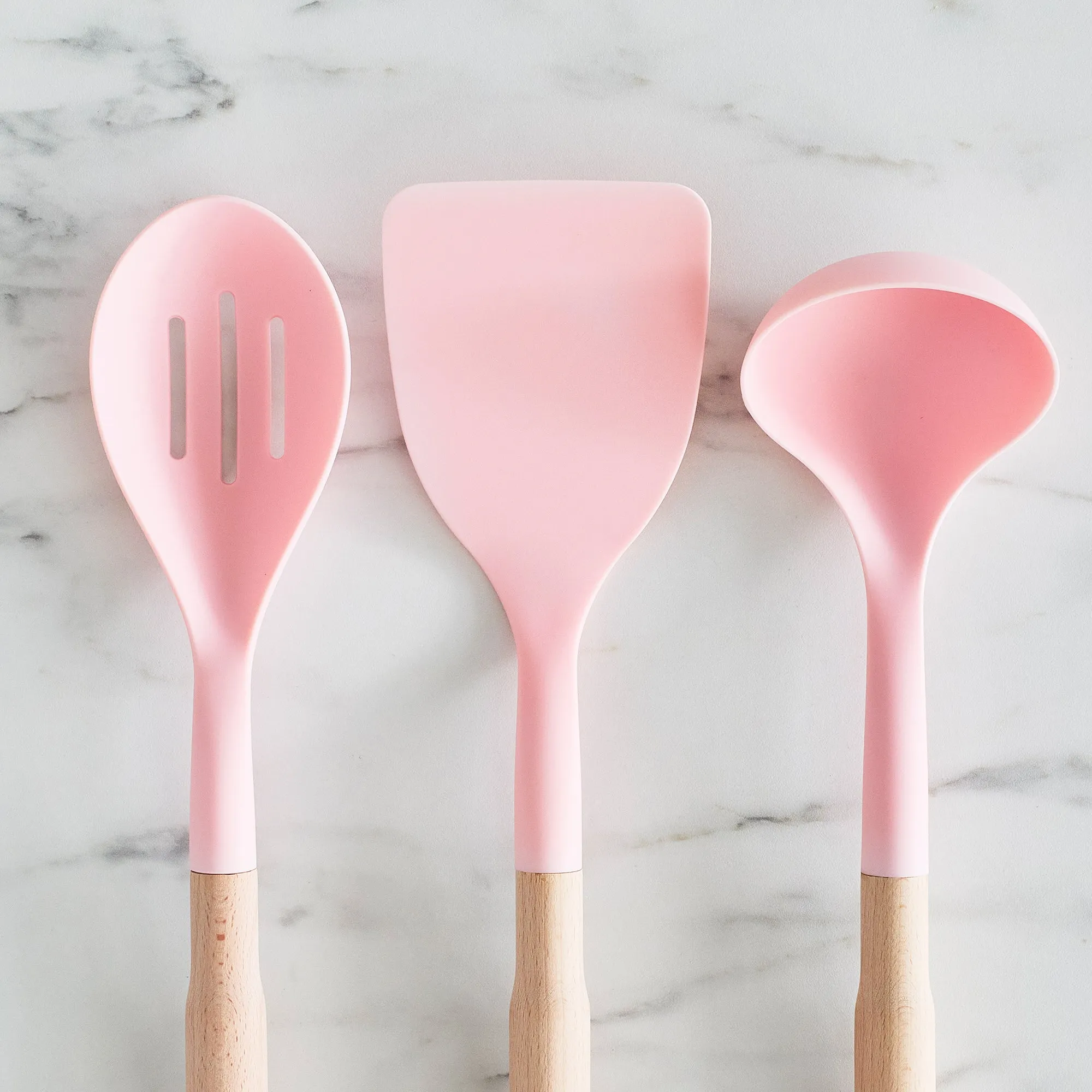 Nylon & Wood Cooking Utensils with Ceramic Crock, 7-Piece Set