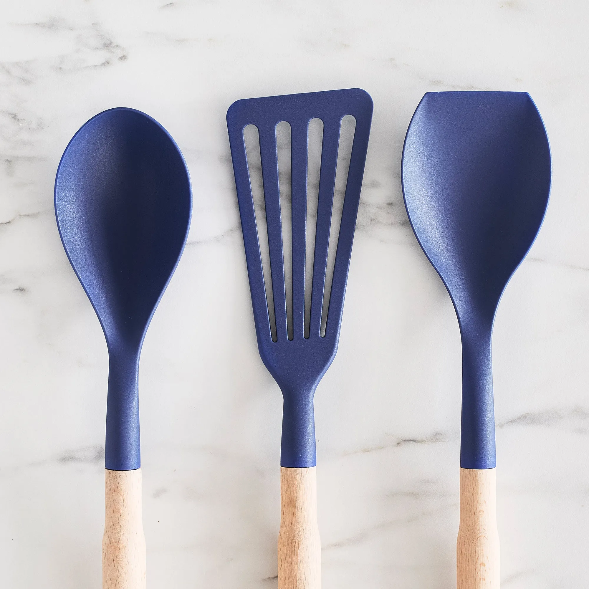 Nylon & Wood Cooking Utensils with Ceramic Crock, 7-Piece Set