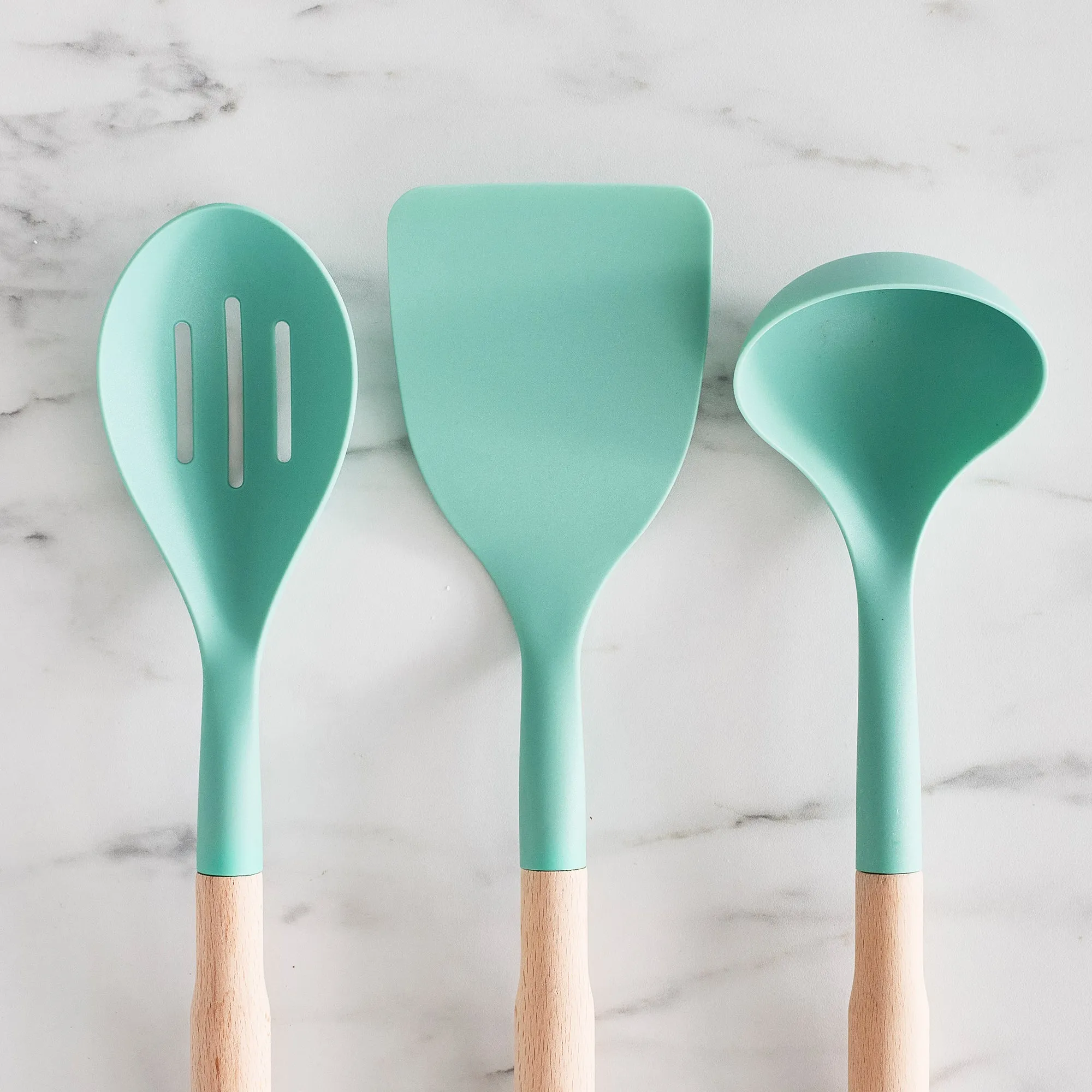 Nylon & Wood Cooking Utensils with Ceramic Crock, 7-Piece Set