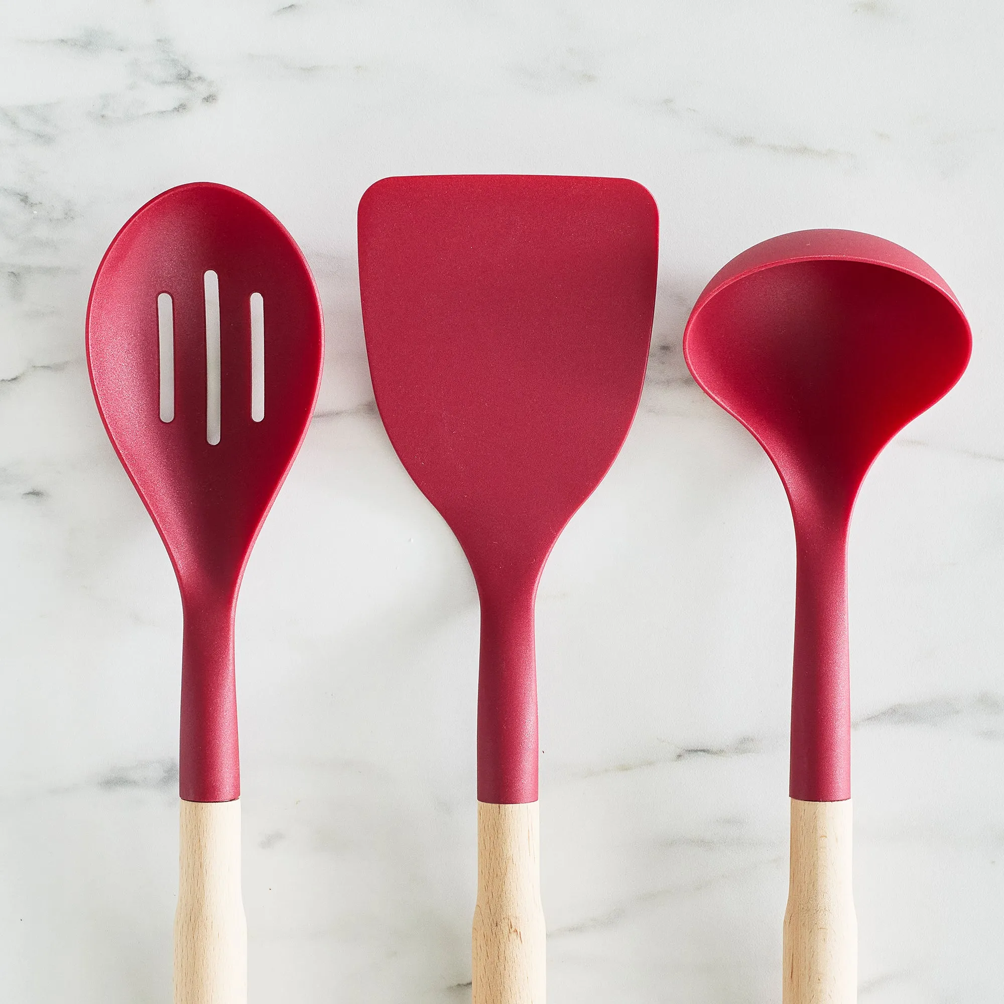 Nylon & Wood Cooking Utensils with Ceramic Crock, 7-Piece Set
