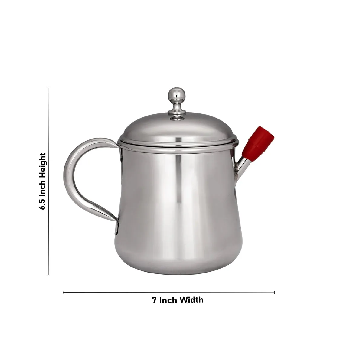 Oil Pot - 6.5 x 7 Inches | Stainless Steel Oil Pot/ Stainless Steel Tea Pot for Home/ 305 Gms Approx