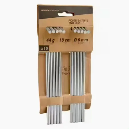 Pack of 10 steel tent pegs
