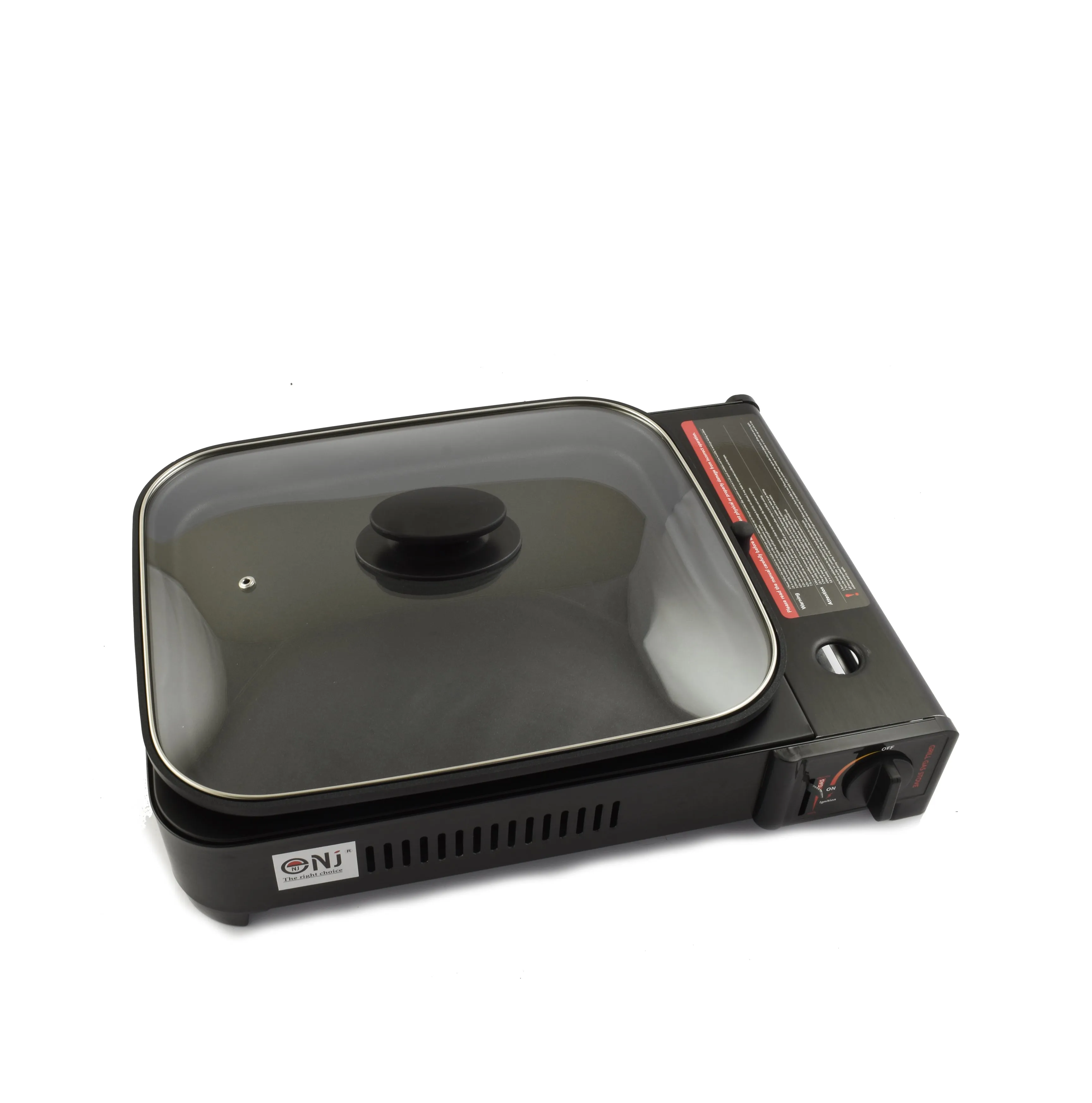 Portable Camping Gas Grill BBQ with Grill Pan Grill Plate and Lid Butane Outdoor Stove