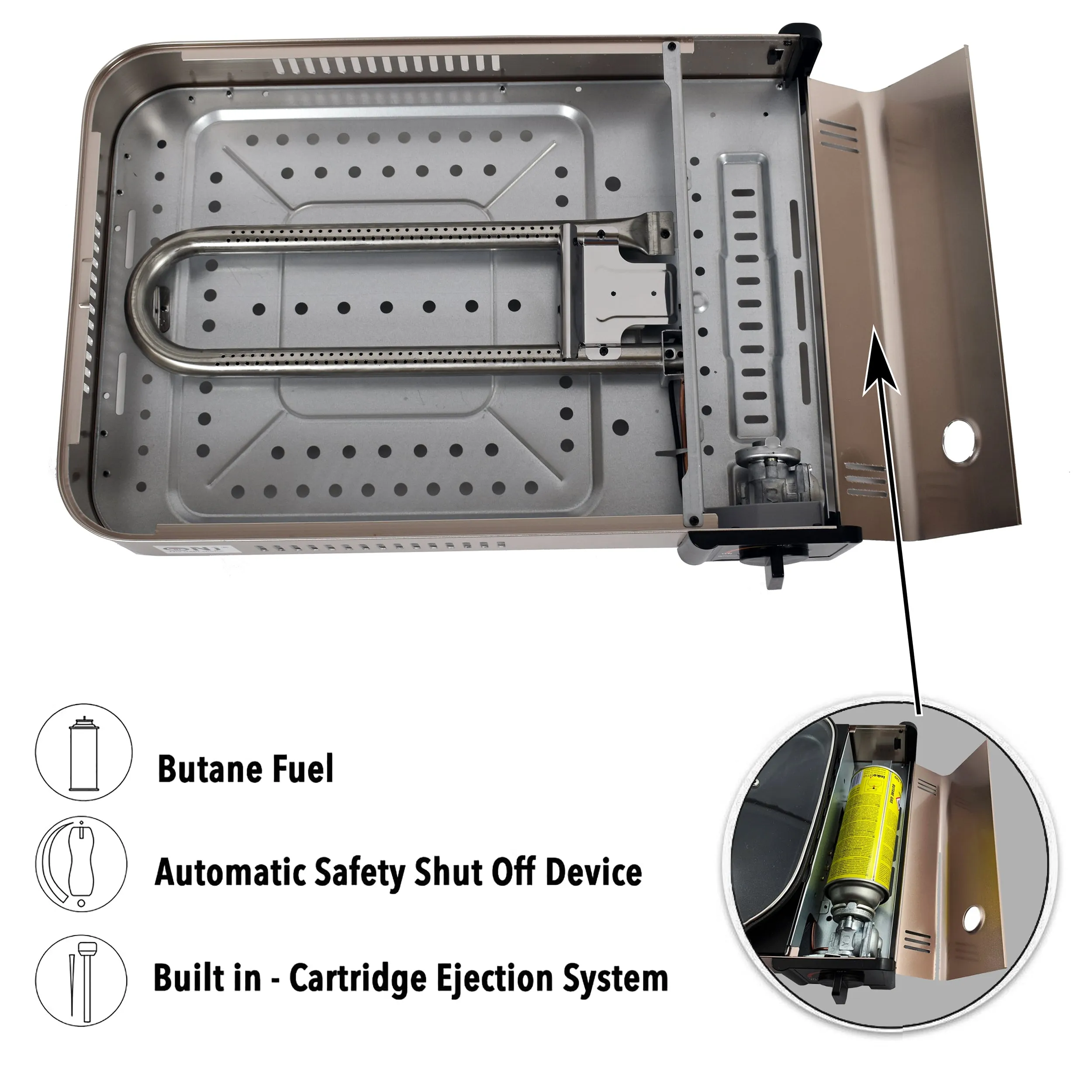 Portable Camping Gas Grill BBQ with Grill Pan Grill Plate and Lid Butane Outdoor Stove