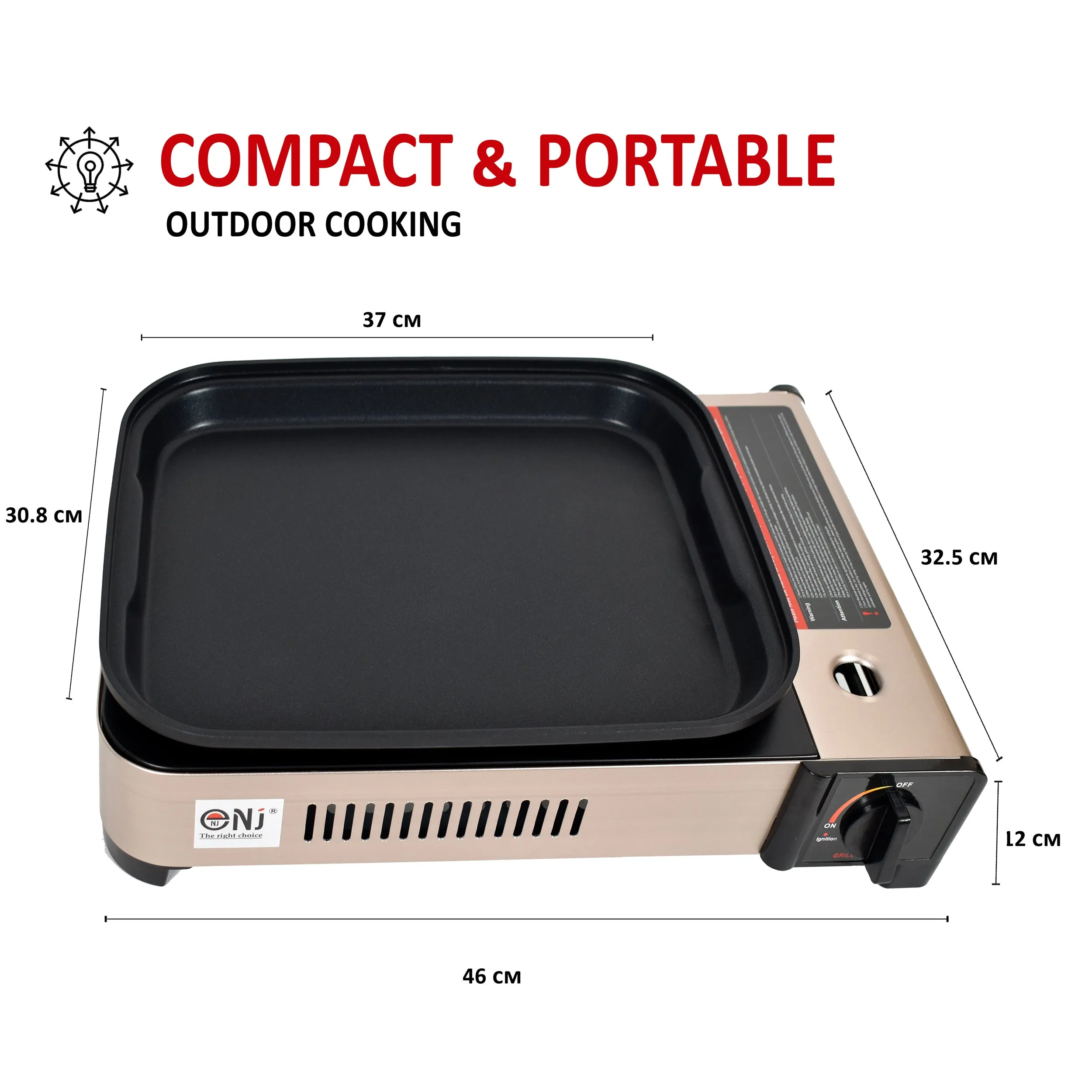 Portable Camping Gas Grill BBQ with Grill Pan Grill Plate and Lid Butane Outdoor Stove