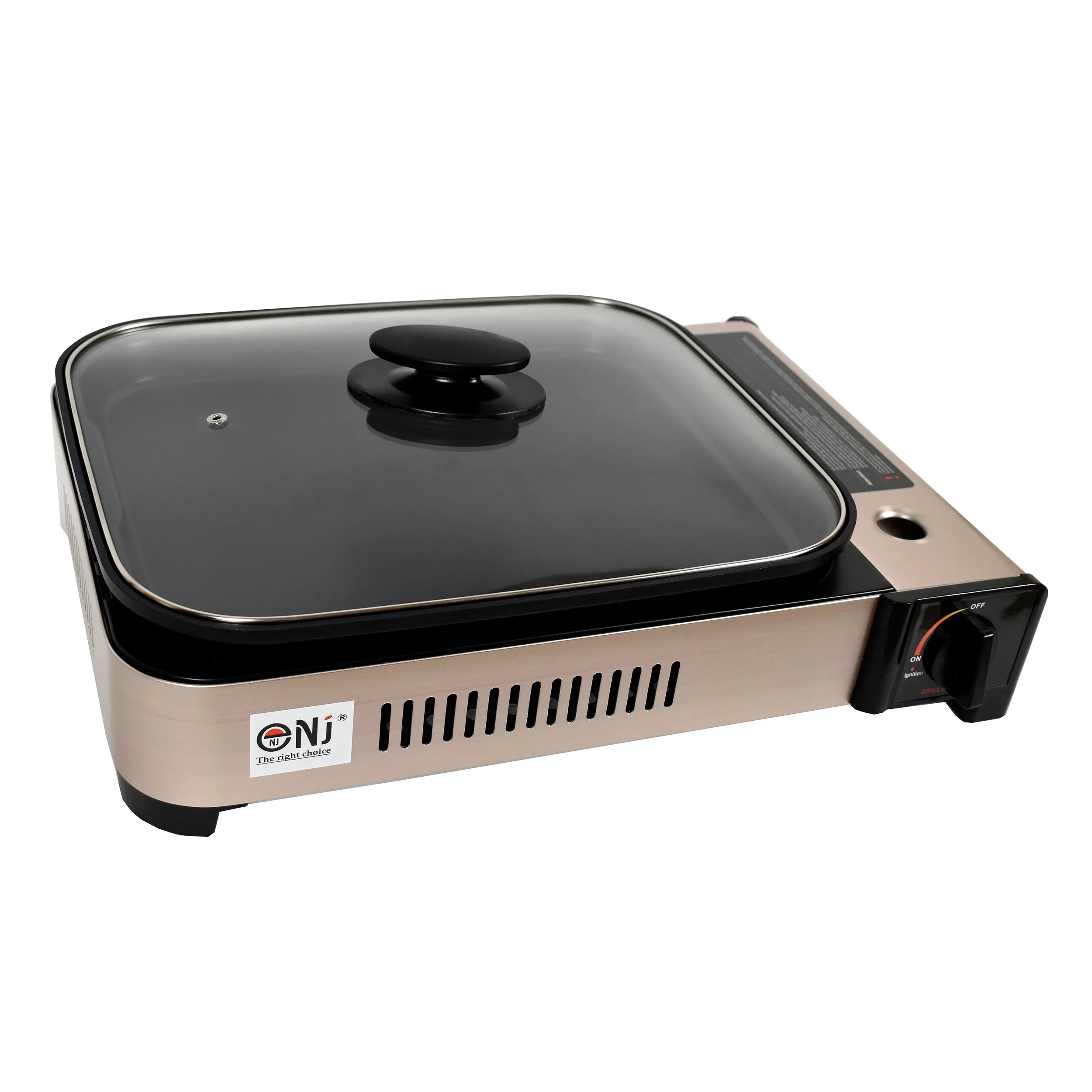 Portable Camping Gas Grill BBQ with Grill Pan Grill Plate and Lid Butane Outdoor Stove