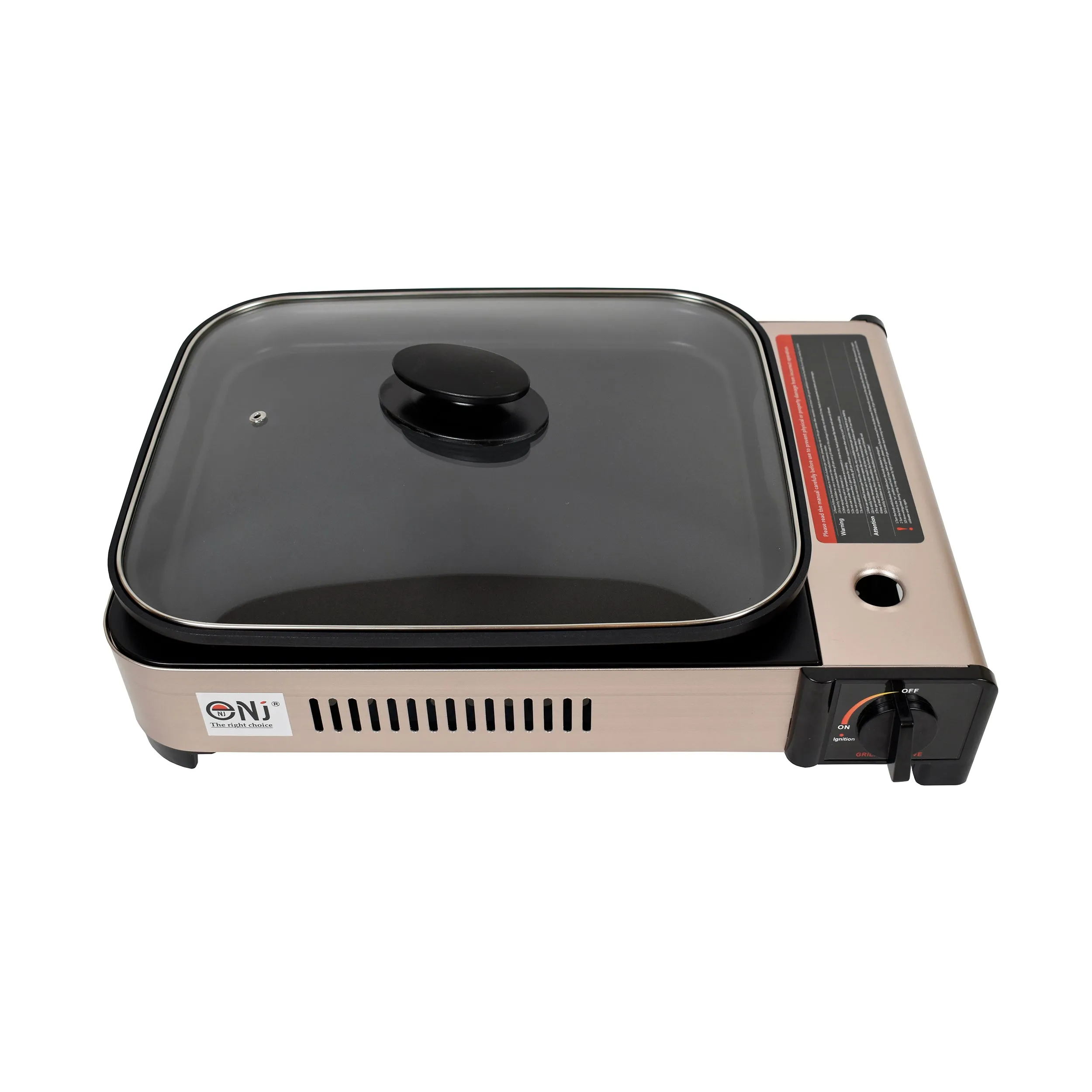 Portable Camping Gas Grill BBQ with Grill Pan Grill Plate and Lid Butane Outdoor Stove