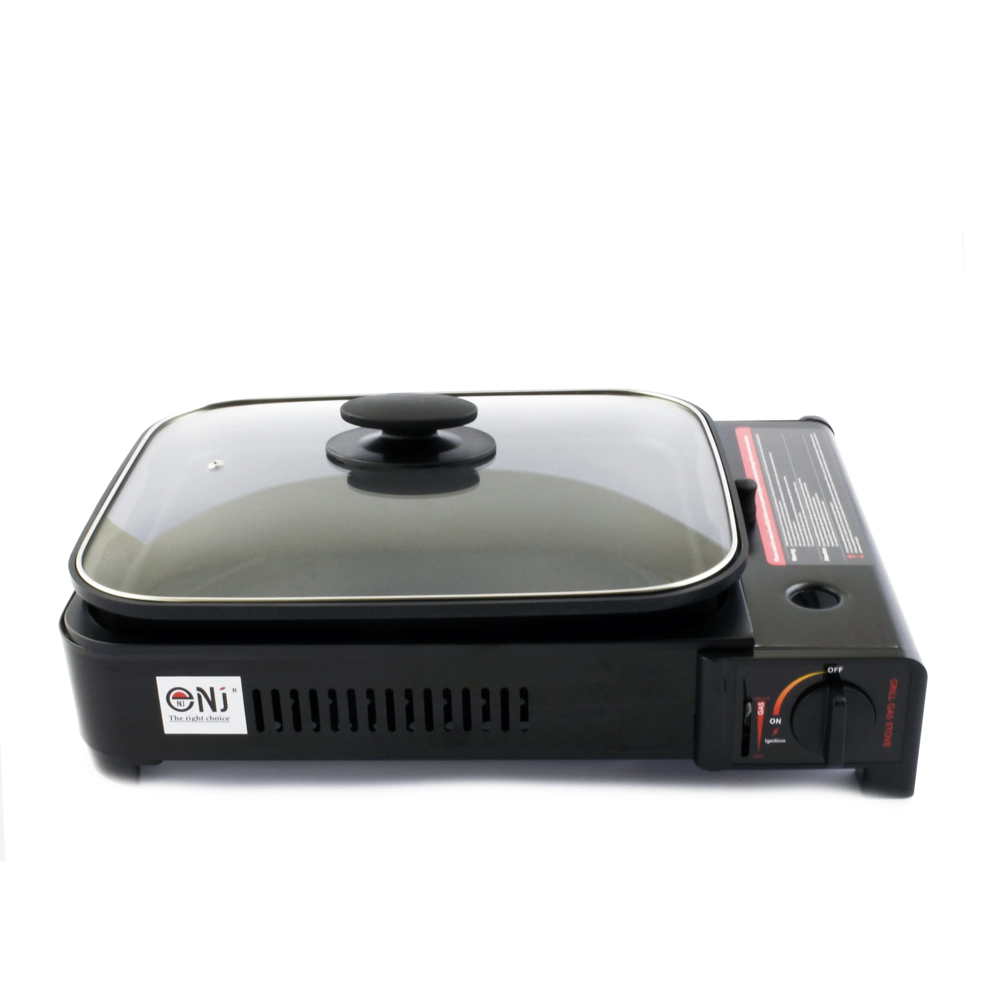 Portable Camping Gas Grill BBQ with Grill Pan Grill Plate and Lid Butane Outdoor Stove