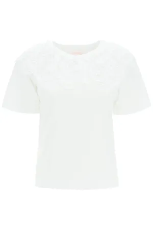 See by chloe organic cotton t-shirt with lace