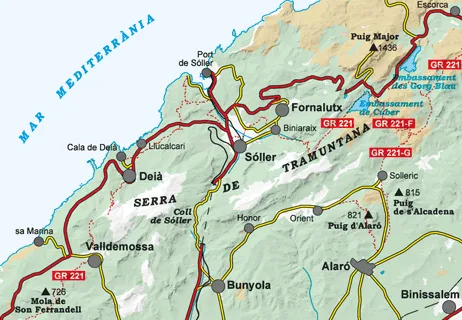 Tramuntana Central Mountain Map in Mallorca