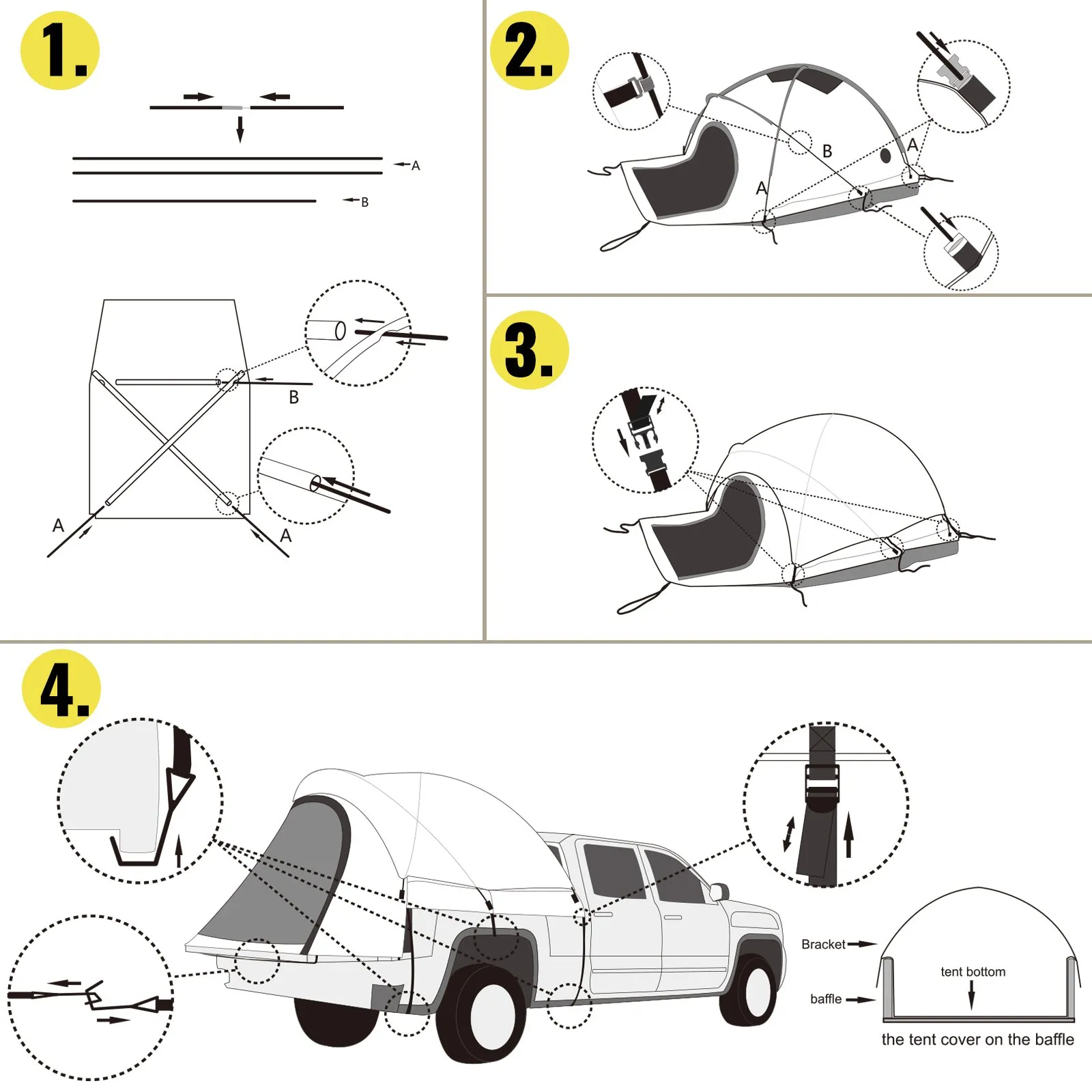 VEVOR Truck Tent 6.5 ft - Waterproof Pickup Tent for Full Size Truck