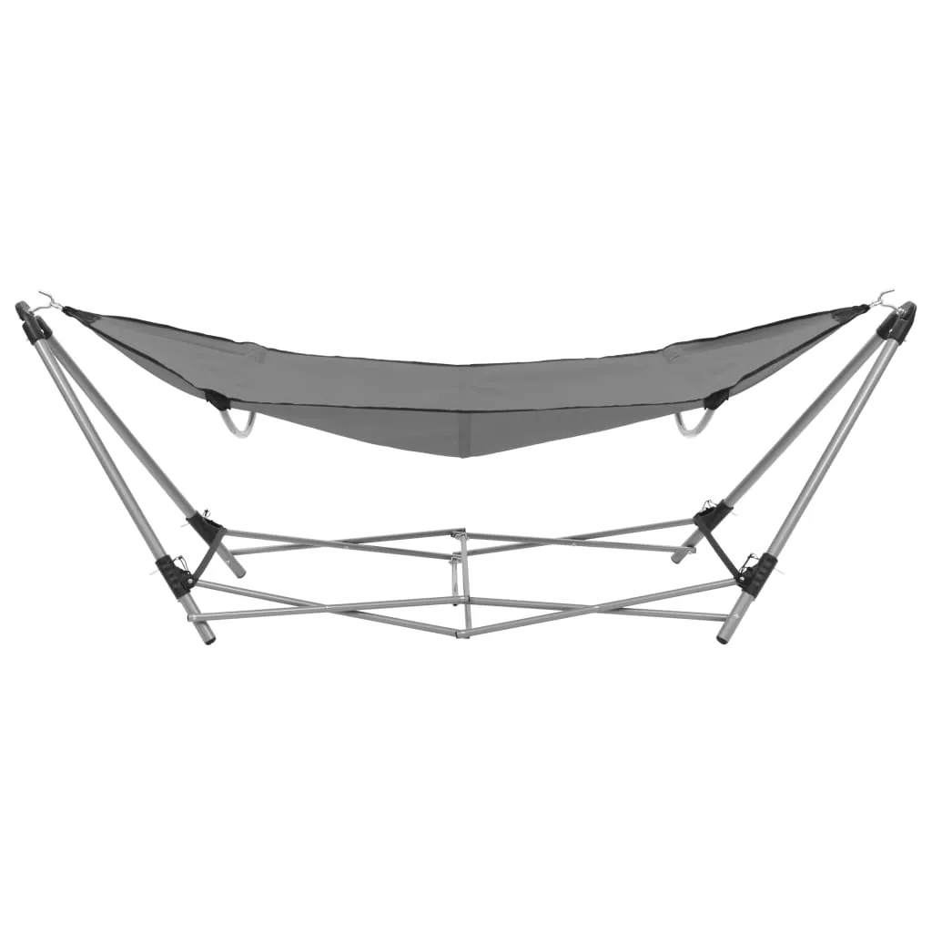 vidaXL Hammock with Foldable Stand Grey