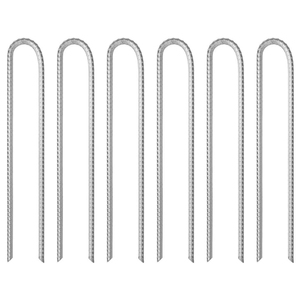 vidaXL Tent Pegs 6 pcs U-shaped 37 cm Ø10 mm Galvanised Steel