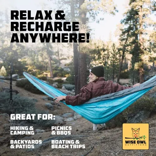 Wise Owl Outfitters Camping Hammock - Camping Accessories Single or Double Hammock for Outdoor, Travel Hammock Indoor w/Tree Straps
