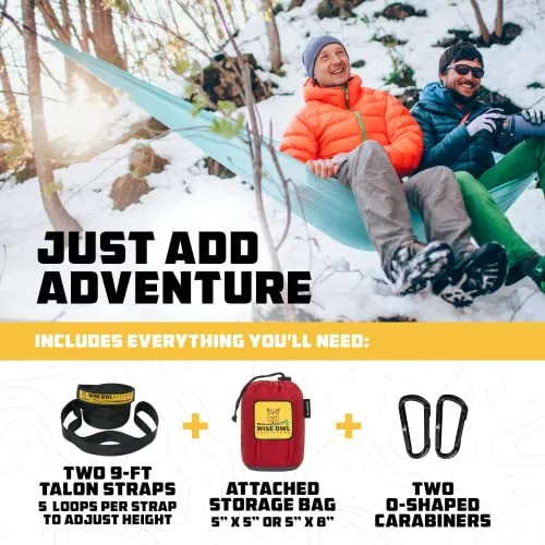 Wise Owl Outfitters Camping Hammock - Camping Accessories Single or Double Hammock for Outdoor, Travel Hammock Indoor w/Tree Straps