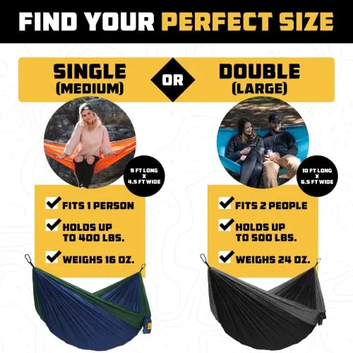 Wise Owl Outfitters Camping Hammock - Camping Accessories Single or Double Hammock for Outdoor, Travel Hammock Indoor w/Tree Straps
