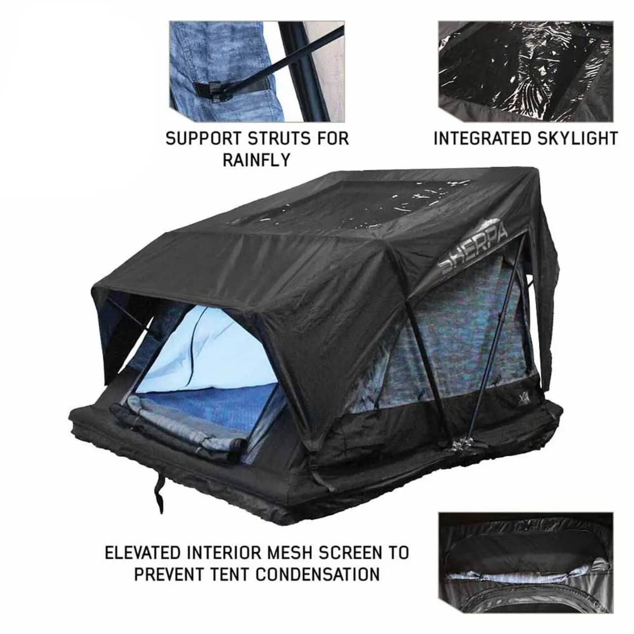 XD Sherpa Hybrid Soft Shell Roof Top Tent, Blue Body & Black Rainfly